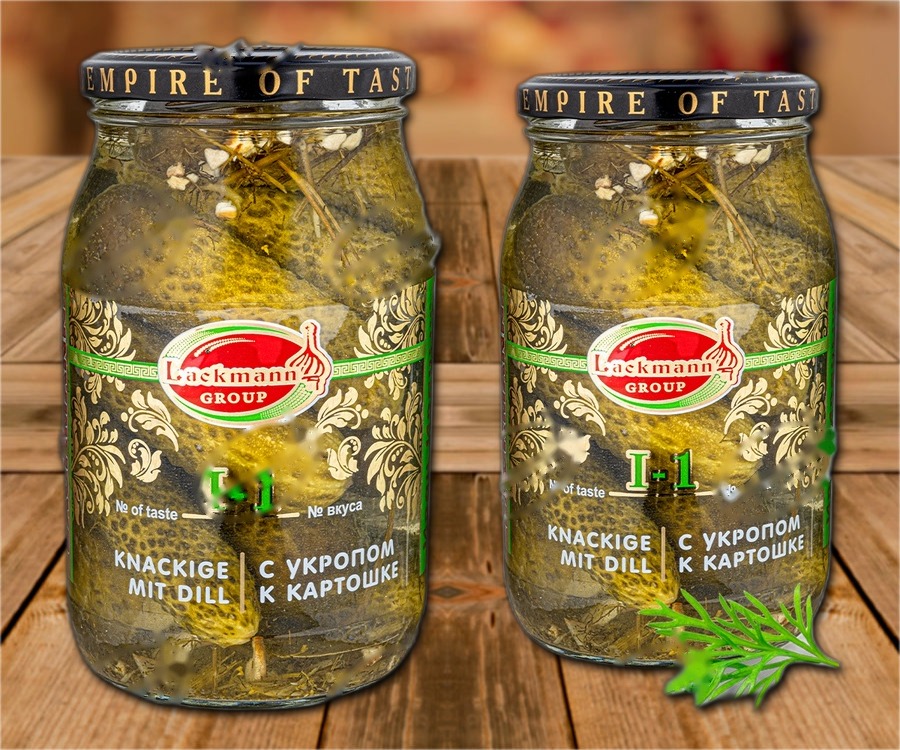 Gherkins I-1, with dil, 900ml (drained weight 440g)