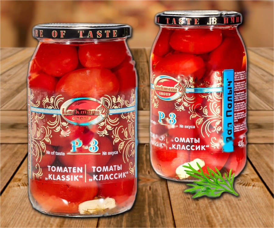 Pickled tomatoes P-3, 880ml (drained weight 430g)