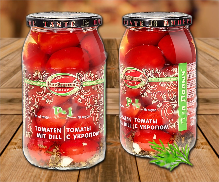 Pickled tomatoes P-1, 880ml (drained weight 430g)