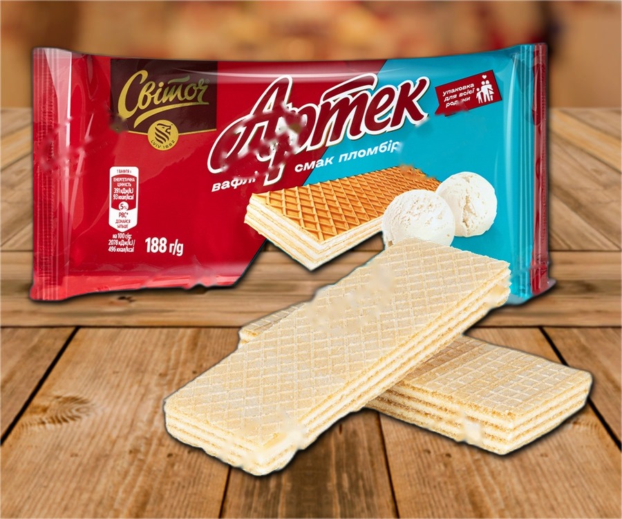 Waffles "Artek", with an ice cream-flavored filling