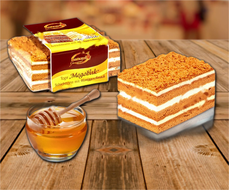 Layer cake with honey flavour, frozen