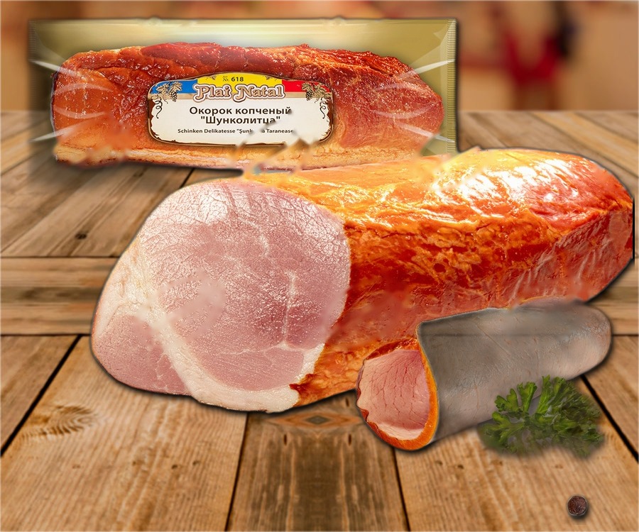 Cooked ham cured, smoked