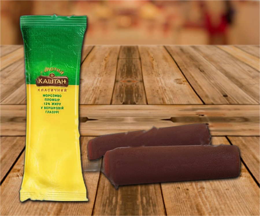 Ice cream with vanilla fllavour, in a coating that contains cocoa, 100ml