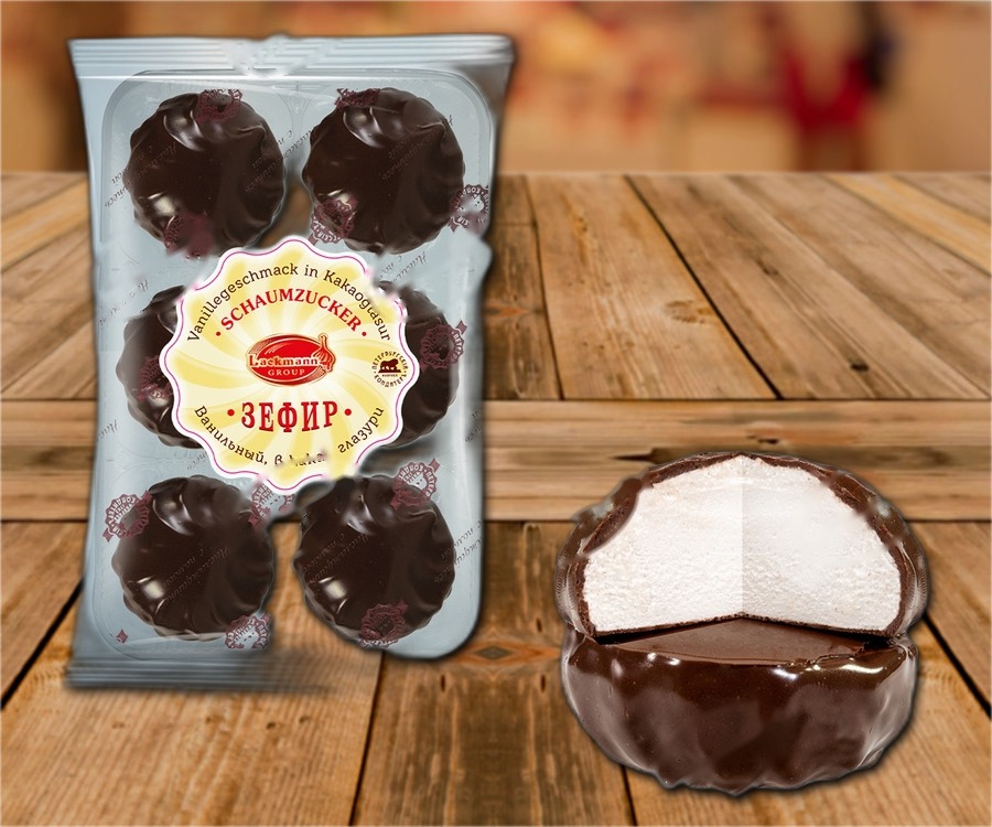 Marshmallows with a coating containing cocoa