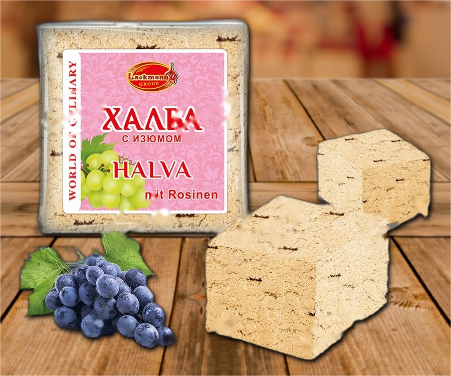 With confectionary speciality made from sunflower seeds with raisins