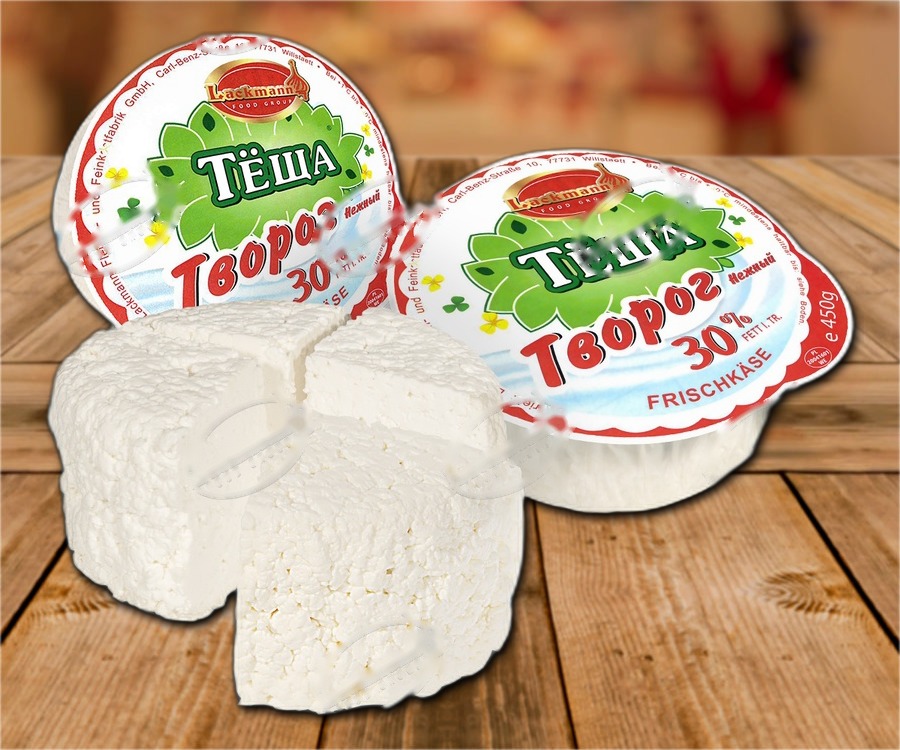 Homemade curd cheese 30% fat in dry matter (FDM), grainy