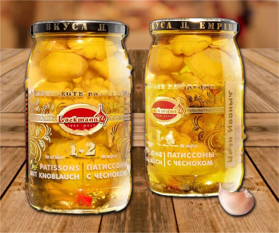 Pickled patissons with garlic, 840g