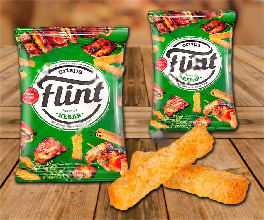 Baked bread snacks with taste of kebab