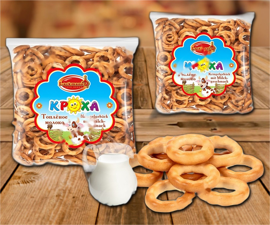 Mini ring-shaped cracknels Krokha with baked milk flavour