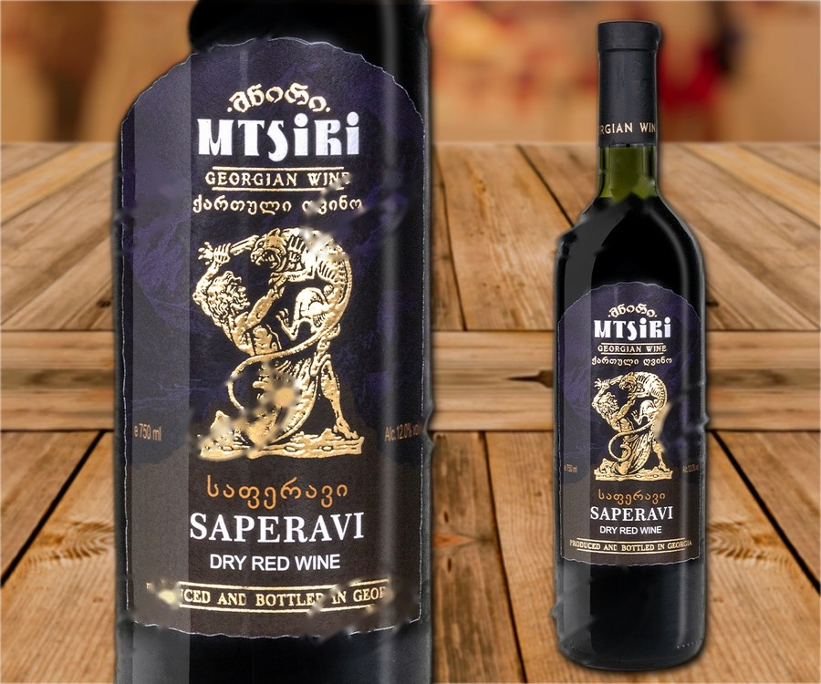 Red wine "Saperavi", dry, 12%, 750ml