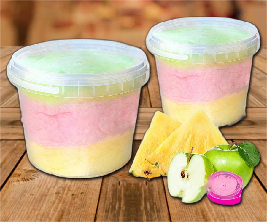 Candy floss with coconut, ananas, Bubble Gum and apple flavour 850ml