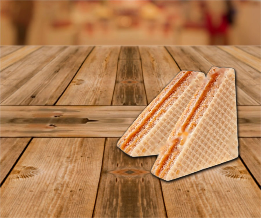 Filled waffles with caramel flavour