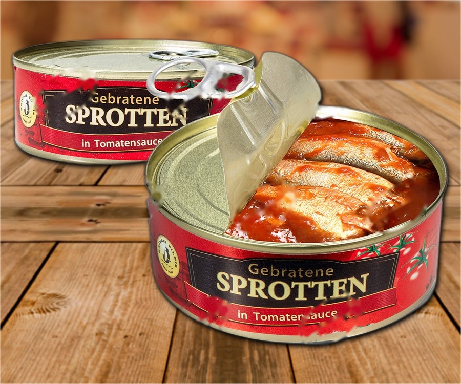 Fried sprats (lat. Sprattus sprattus) in tomato sauce