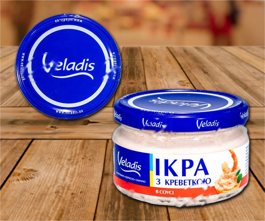 Capelin roe in salad cream with crushed shrimps