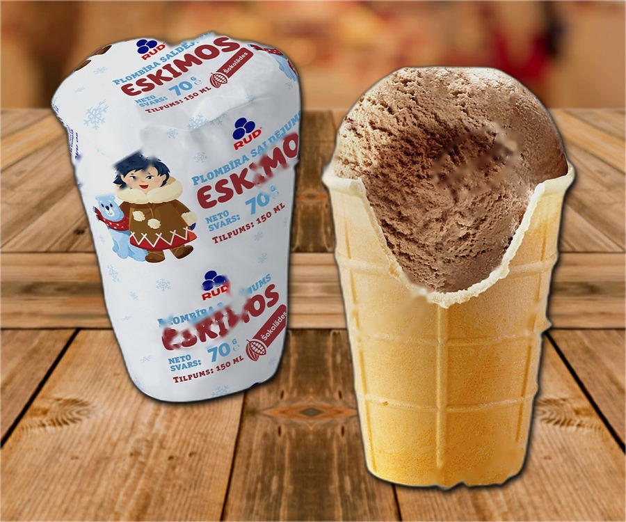 Chocolate flavored ice cream in a waffle cup, 130ml