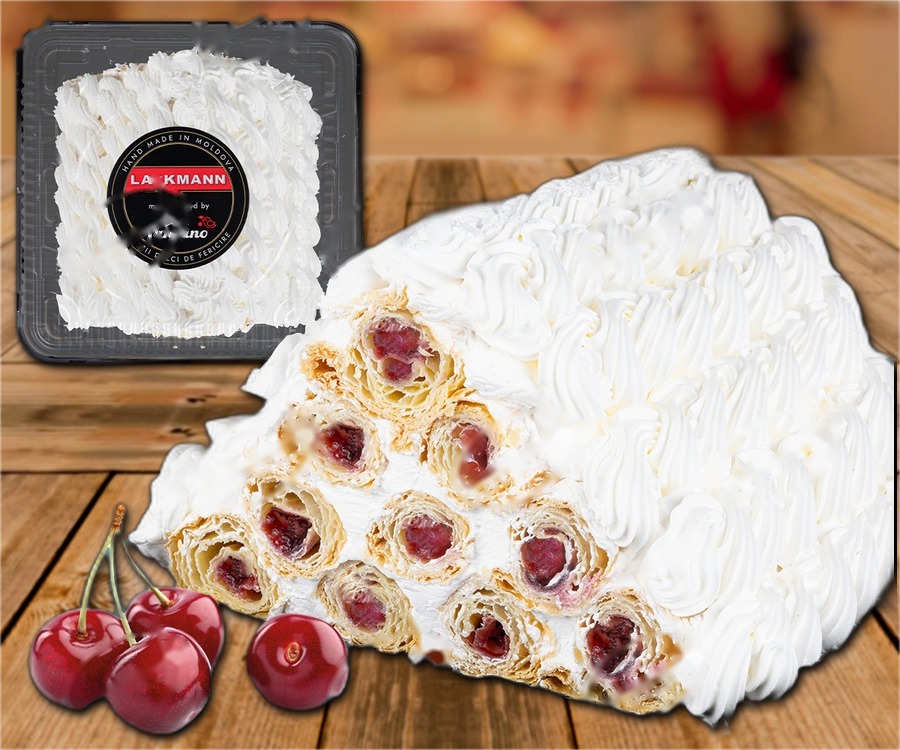 Layer cake with cherry filling, quick-frozen