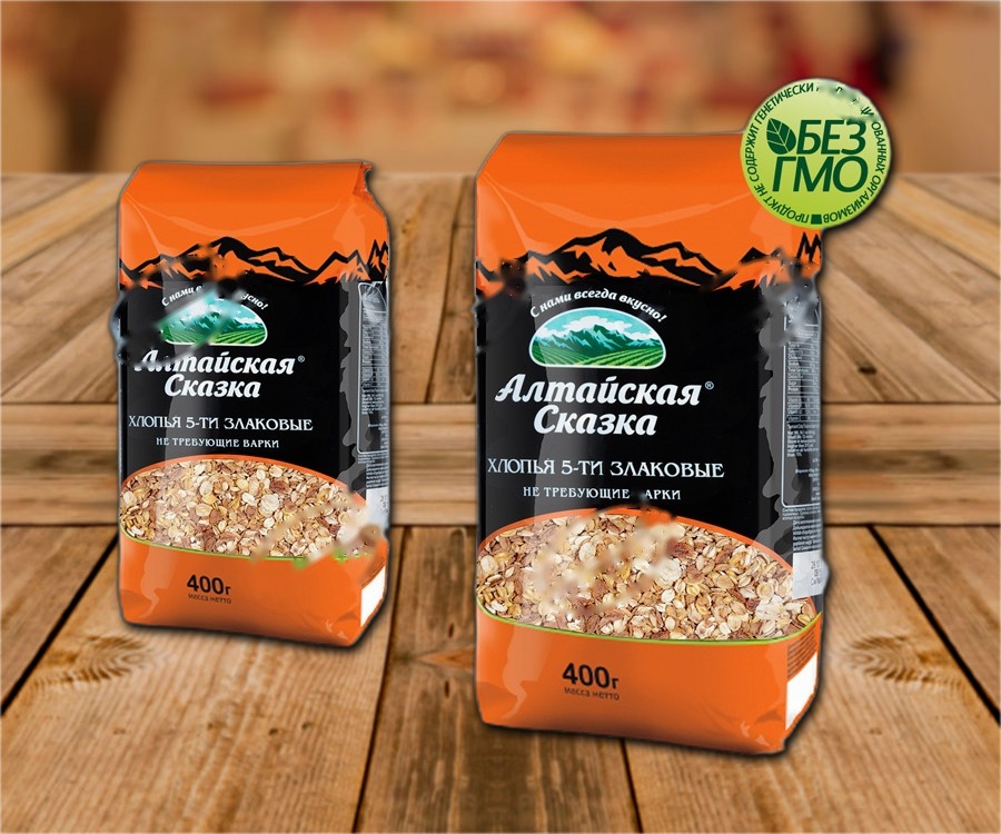 Flakes made from oats (20%), wheat (20%), rye (20%), barley (20%) and buckwheat (20%)