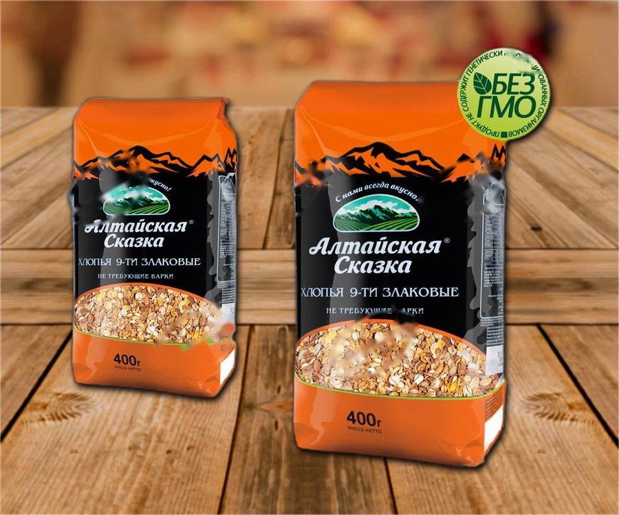 Flakes made from wheat (12%), oats (11%), buckwheat (11%), rye (11%), millet (11%), barley (11%), spelt (11%), sweet corn (11%)
