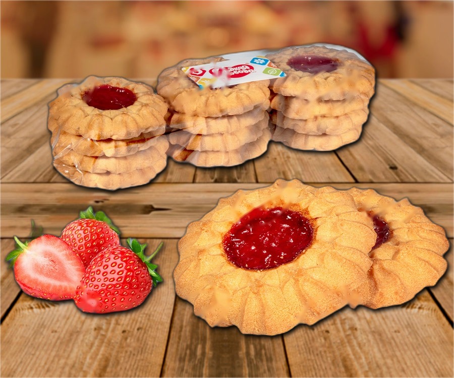Sweet pastries with strawberry flavour filling