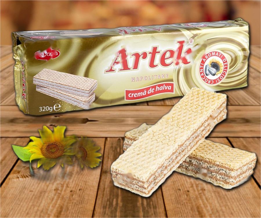 Waffles with filling, with with confectionary speciality made from sunflower seeds