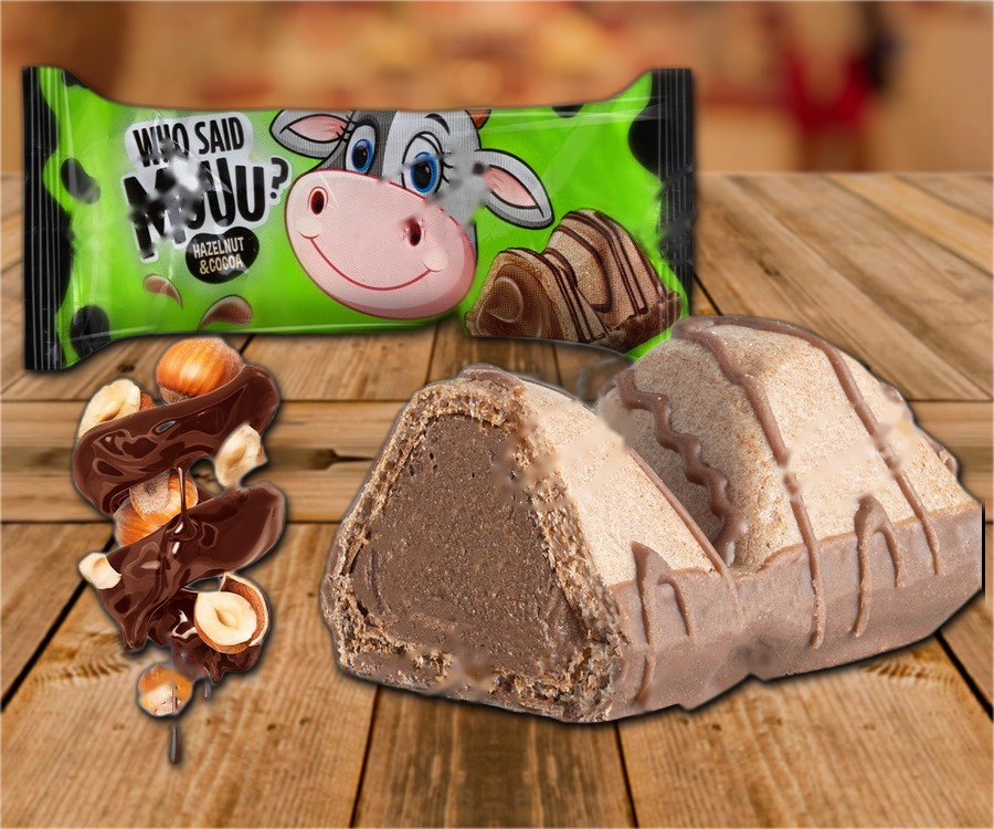 Waffle confectionery with cream filling, with hazelnut flavour