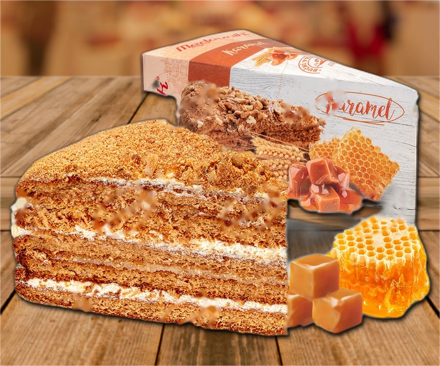 Honey cake with caramel