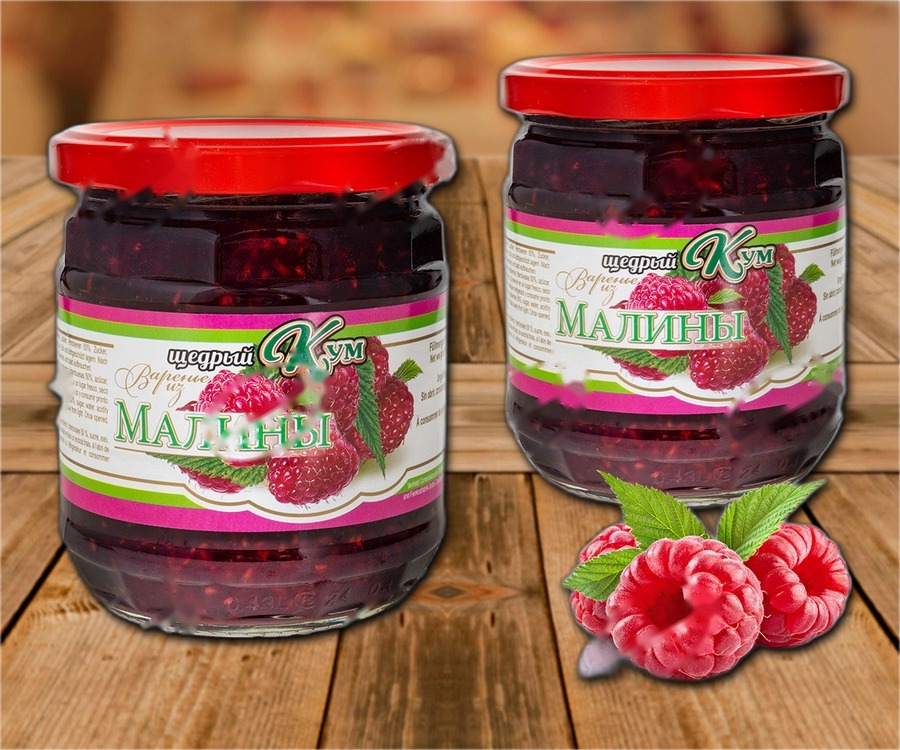Extra jam made from raspberries