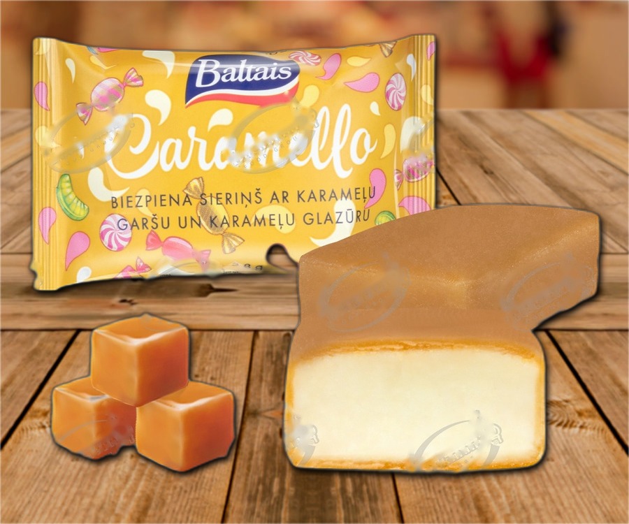 Curd cheese bars caramel flavour and caramel coating