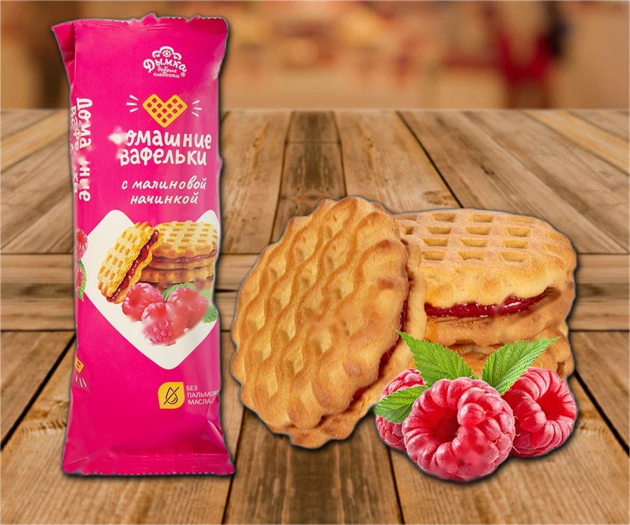 Waffles cookies with raspberry filling