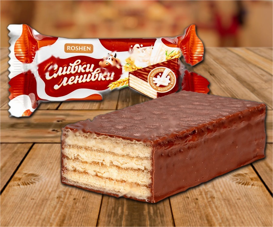 Sweets "Lazy Cow", wafer with milk filling in cocoa compound coating