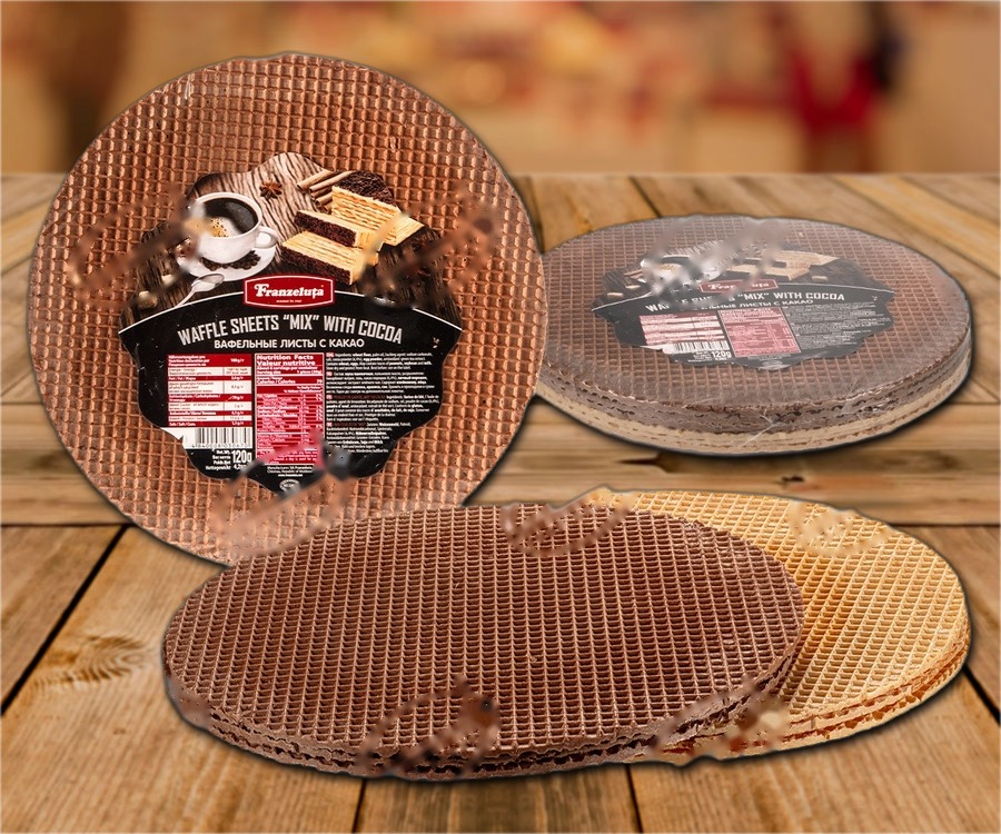 Waffle cake-base with and without cocoa powder