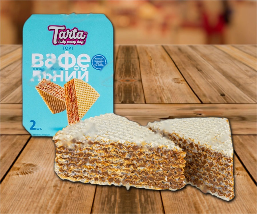 Waffle cake with sweetened condensed milk, quick-frozen