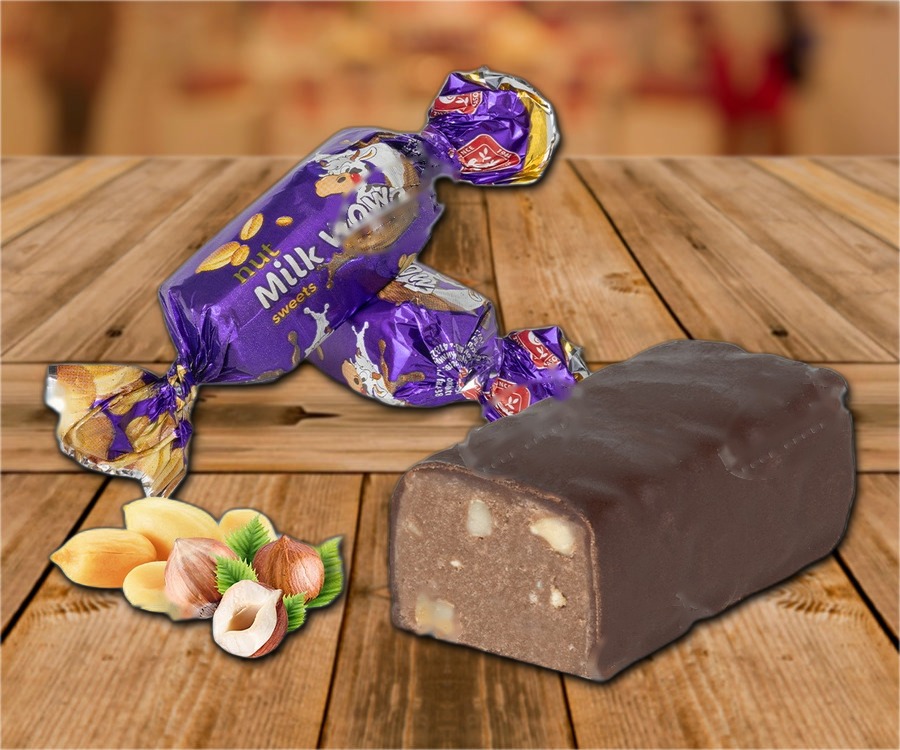 Confectionary "Milk Wow" with roasted peanuts