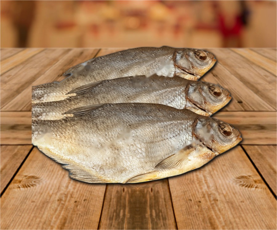 Bream (Abramis brama) salted and dried, quick-frozen, with head, ungutted