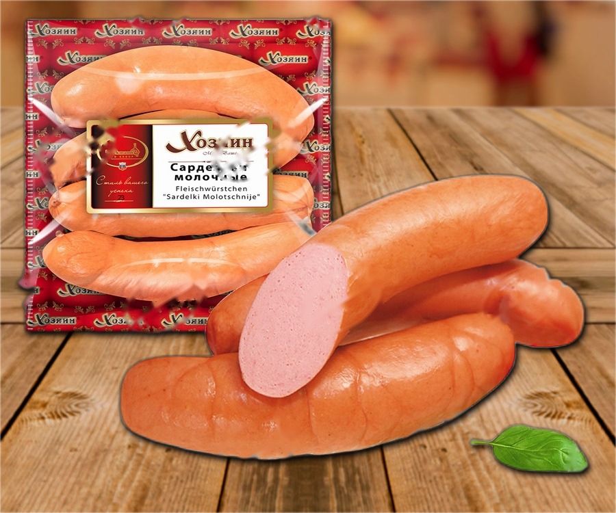 Meat sausages Sardelki Molotschnije