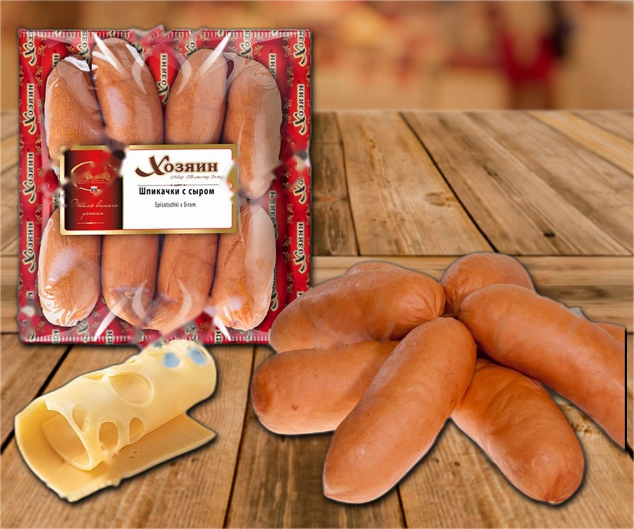 Meat sausages Spikatschki with cheese